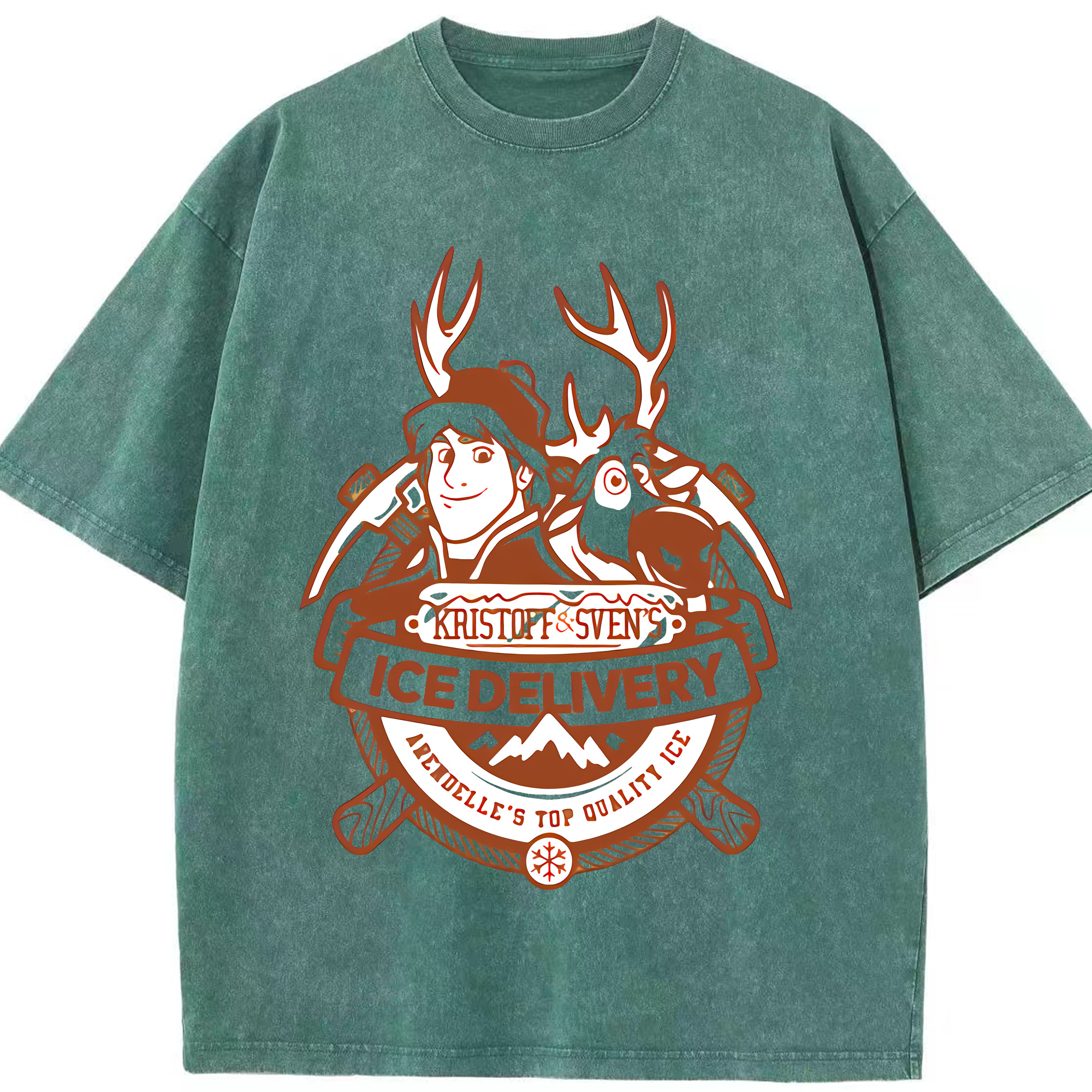 （画像用） アナと雪の女王 アンナ エルサ Frozen Anna Elsa 綿100% ヴィンテージ風 半袖Tシャツ（フロントプリント）